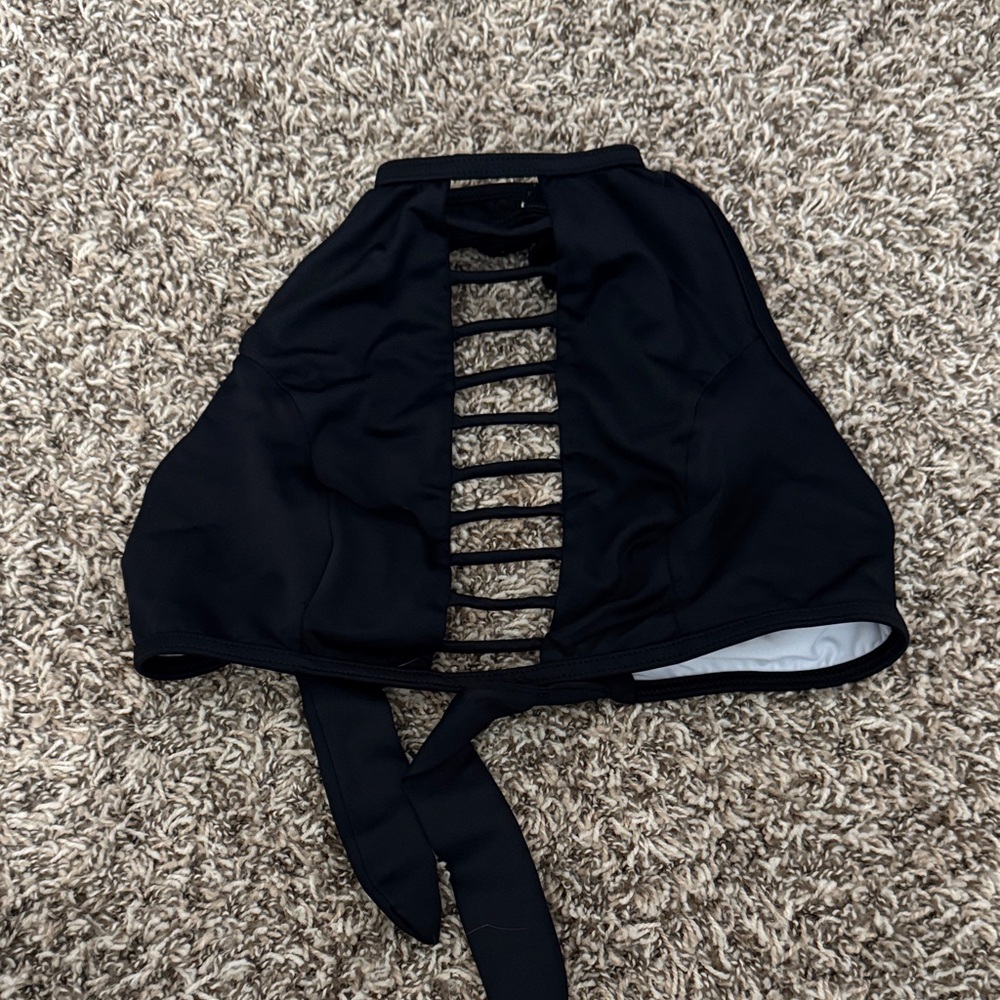 Venus Cut-out Black Bikini Top - Size 12